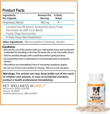 Show full view: VetSmart Formulas Probiotic Nutrient Enhancer Dog Supplement, 60 count slide 7 of 13