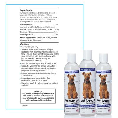 Show full view: VetSmart Formulas Protect Dog Shampoo, 8-oz bottle, 3 count slide 5 of 9
