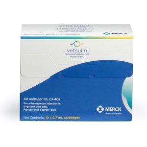 Vetsulin (porcine insulin zinc suspension) U-40 Cartridge for VetPen, 10 cartridges of 2.7-mL
