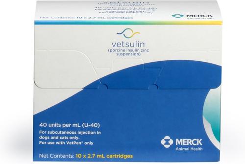 Show full view: Vetsulin (porcine insulin zinc suspension) U-40 Cartridge for VetPen, 10 cartridges of 2.7-mL slide 1 of 13