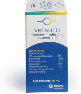 Show full view: Vetsulin (porcine insulin zinc suspension) U-40 Injectable for Dogs & Cats, 10-mL slide 6 of 13