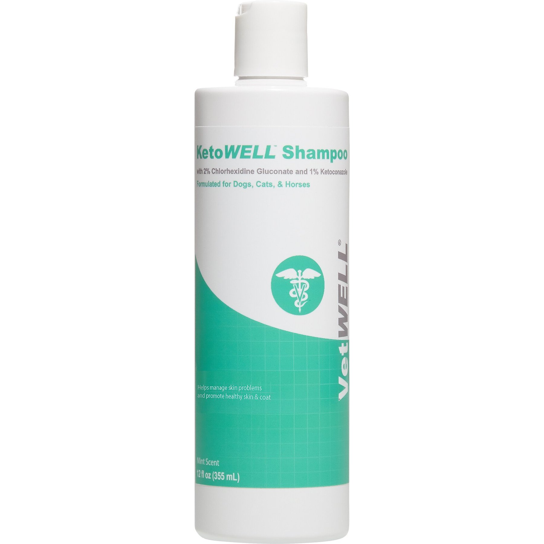 VetWELL Ketoconazole Chlorhexidine Skin Infections, Growths, Abrasions, Acne, & Hot Spots Oatmeal & Aloe Mint Scent Medicated Dog & Cat Shampoo, 12-fl oz