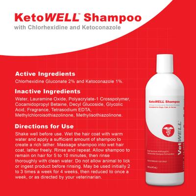 Show full view: VetWELL KetoWell Antiseptic Dog, Cat & Horse Shampoo, 16-fl oz bottle slide 3 of 6