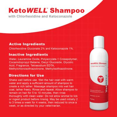 Show full view: VetWELL KetoWell Antiseptic Dog, Cat & Horse Shampoo, 8-fl oz bottle slide 3 of 6