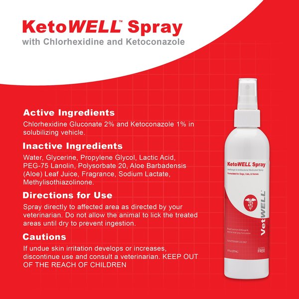 Show full view: VetWELL KetoWell Antiseptic Dog, Cat & Horse Spray, 8-oz bottle slide 3 of 5