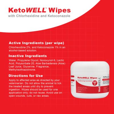 Show full view: VetWELL KetoWell Antiseptic Dog, Cat & Horse Wipes, 50 count slide 4 of 7