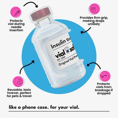 Show full view: Vial Safe For Pets Insulin Vial Protector for Humulin and Semglee, Clear, 2 Pack slide 4 of 6
