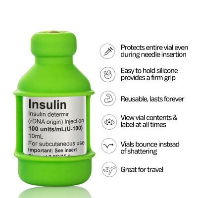 Show full view: Vial Safe For Pets Insulin Vial Protector for Humulin and Semglee, Green, 2 Pack slide 3 of 6