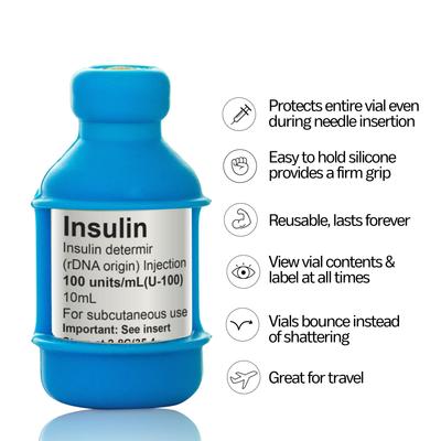 Show full view: Vial Safe For Pets Insulin Vial Protector for Humulin and Semglee, Light Blue, 2 Pack slide 3 of 6