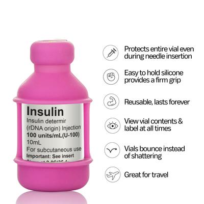 Show full view: Vial Safe For Pets Insulin Vial Protector for Humulin and Semglee, Pink, 2 Pack slide 3 of 6