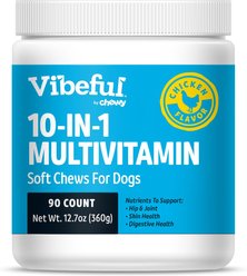 Vibeful 10-in-1 Multivitamin Bites Chicken Flavored Soft Chews Supplement for Dogs, 90-Count