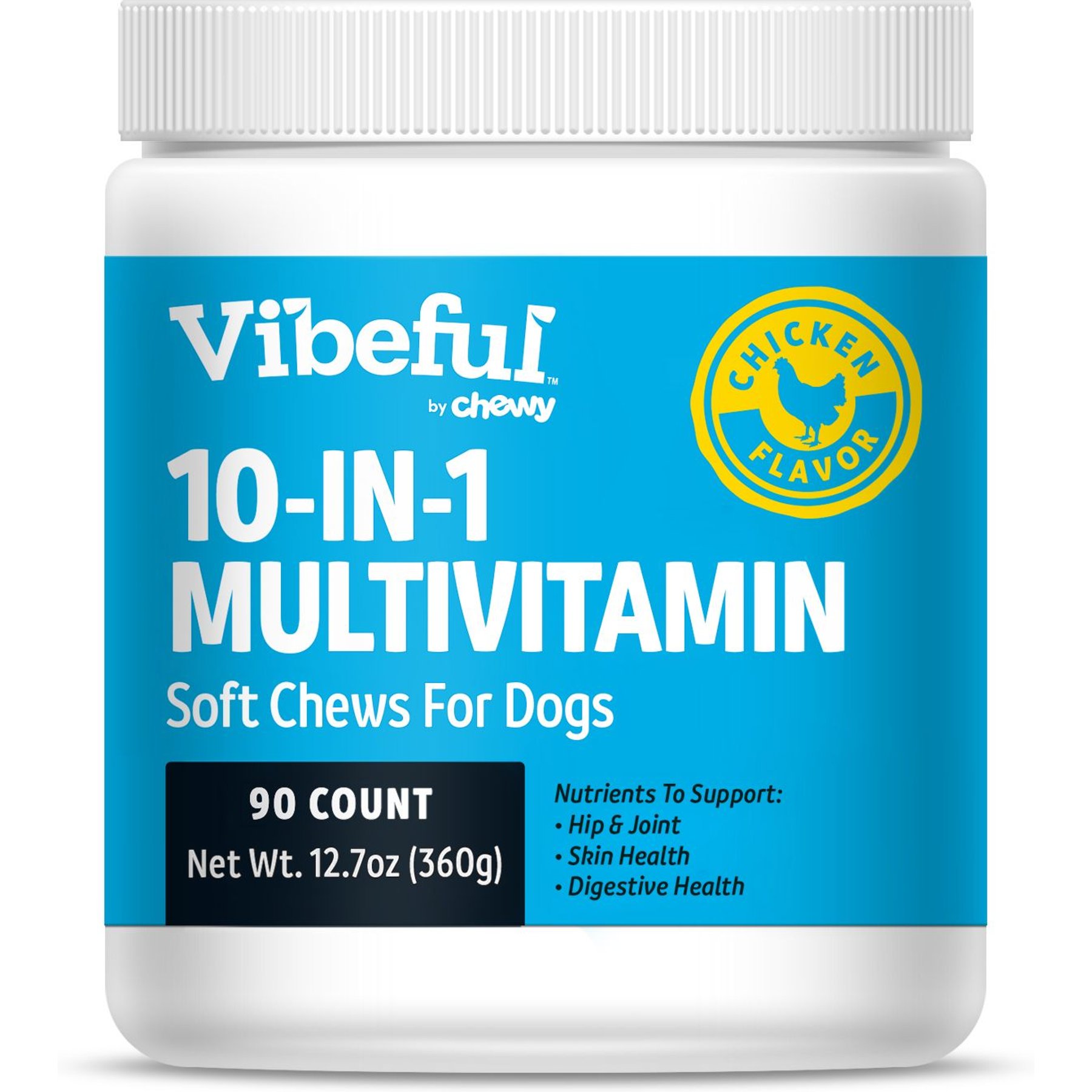 Vibeful 10-in-1 Multivitamin Bites Chicken Flavored Soft Chews Supplement for Dogs, 90-Count