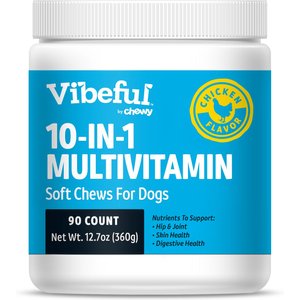 Vibeful 10-in-1 Multivitamin Bites Chicken Flavored Soft Chews Supplement for Dogs, 90-Count
