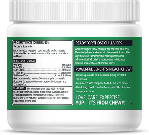 Show full view: Vibeful Calming Hemp Chicken Flavored Soft Chews Calming Supplement for Dogs, 90 Count slide 2 of 9