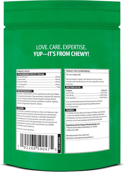 Show full view: Vibeful Calming Melatonin Peanut Butter Flavored Soft Chews Calming Supplement for Dogs, 14 count slide 2 of 8