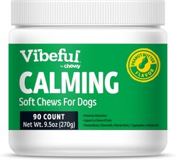 Vibeful Calming Melatonin Peanut Butter Flavored Soft Chews Calming Supplement for Dogs, 90-Count