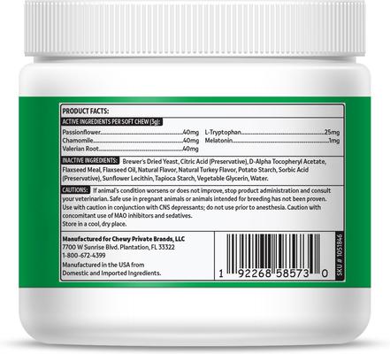 Show full view: Vibeful Calming Melatonin Turkey Flavored Soft Chews Calming Supplement for Dogs, 90-Count slide 4 of 10