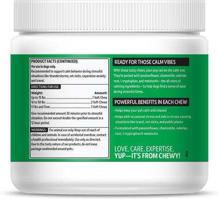 Show full view: Vibeful Calming Melatonin Turkey Flavored Soft Chews Calming Supplement for Dogs, 90-Count slide 3 of 10