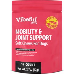 Vibeful Mobility & Joint Health Beef Flavored Soft Chews Glucosamine   Joint Supplement for Dogs, 14 count