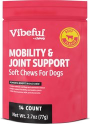 Vibeful Mobility & Joint Health Beef Flavored Soft Chews Glucosamine Joint Supplement for Dogs, 14 coun...