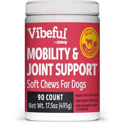 Vibeful Mobility & Joint Health Beef Flavored Soft Chews Glucosamine   Joint Supplement for Dogs, 90-Count