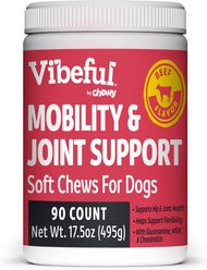 Vibeful Mobility & Joint Health Beef Flavored Soft Chews Glucosamine Joint Supplement for Dogs, 90-Coun...