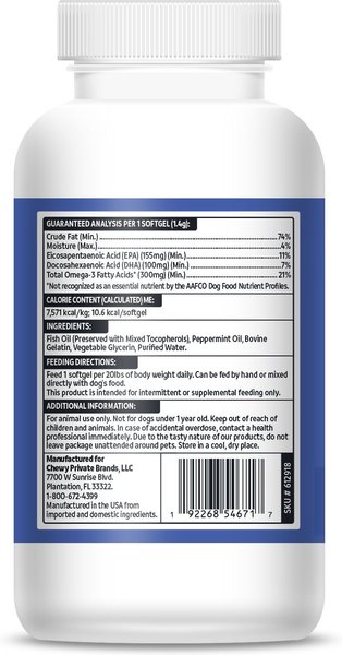 Show full view: Vibeful Omega-3 Fish Oil Formula Softgels Skin & Coat Supplement for Dogs, 120 count slide 2 of 9