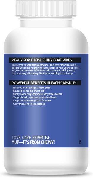Show full view: Vibeful Omega-3 Fish Oil Formula Softgels Skin & Coat Supplement for Dogs, 120 count slide 3 of 9