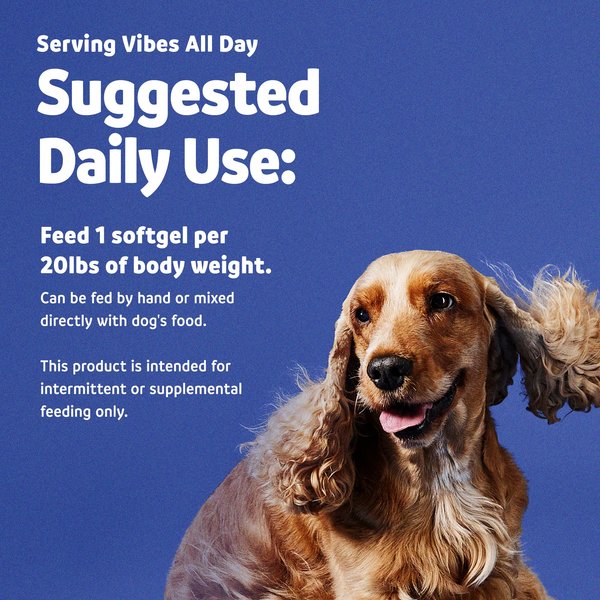 Show full view: Vibeful Omega-3 Fish Oil Formula Softgels Skin & Coat Supplement for Dogs, 120 count slide 6 of 9