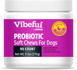 Vibeful Probiotic Bites Duck Flavored Soft Chews Digestive Supplement for Dogs, 90-Count
