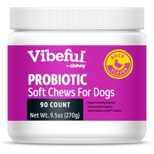 Vibeful Probiotic Bites Duck Flavored Soft Chews Digestive Supplement for Dogs, 90-Count