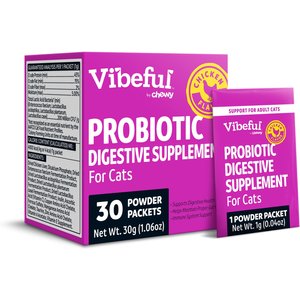 Vibeful Probiotic Gastrointestinal Support Powder Digestive Supplement for Cats, 30 count