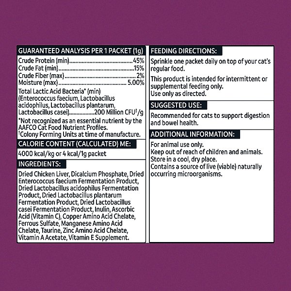 Show full view: Vibeful Probiotic Gastrointestinal Support Powder Digestive Supplement for Cats, 30 count slide 9 of 10