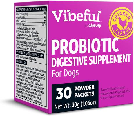 Show full view: Vibeful Probiotic Gastrointestinal Support Powder Digestive Supplement for Dogs, 30 count slide 1 of 11