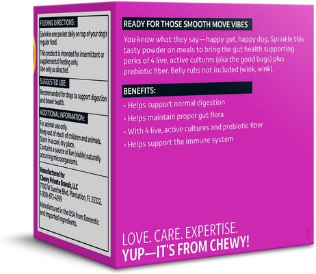Show full view: Vibeful Probiotic Gastrointestinal Support Powder Digestive Supplement for Dogs, 30 count slide 3 of 11