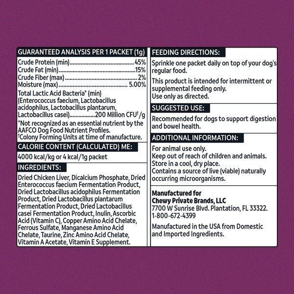 Show full view: Vibeful Probiotic Gastrointestinal Support Powder Digestive Supplement for Dogs, 30 count slide 9 of 10