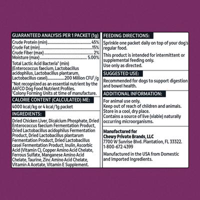 Show full view: Vibeful Probiotic Gastrointestinal Support Powder Digestive Supplement for Dogs, 30 count slide 10 of 11