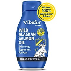Vibeful Wild Alaskan Salmon Oil Liquid Skin & Coat Supplement for Dogs and Cats, 18-oz bottle