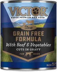 VICTOR Grain-Free Beef & Vegetables Stew Cuts Wet Dog Food or Topper, 13.2-oz, case of 12