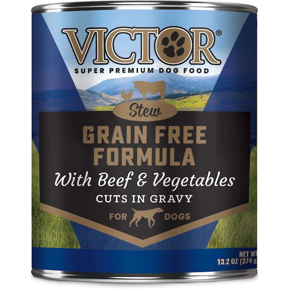 VICTOR Grain-Free Beef & Vegetables Stew Cuts Wet Dog Food or Topper, 13.2-oz can, bundle of 24
