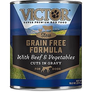 VICTOR Grain-Free Beef & Vegetables Stew Cuts Wet Dog Food or Topper, 13.2-oz, case of 12