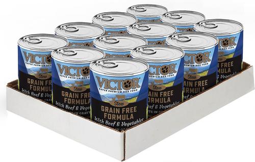 Show full view: VICTOR Grain-Free Beef & Vegetables Stew Cuts Wet Dog Food or Topper, 13.2-oz, case of 12 slide 3 of 9