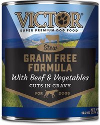 VICTOR Grain-Free Beef & Vegetables Stew Cuts Wet Dog Food or Topper, 13.2-oz can, bundle of 24 
