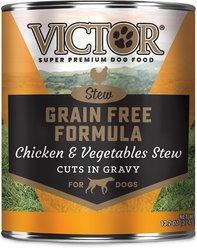 VICTOR Grain-Free Chicken & Vegetables Stew Cuts Wet Dog Food or Topper, 13.2-oz, case of 12