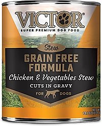 VICTOR Grain-Free Chicken & Vegetables Stew Cuts Wet Dog Food or Topper, 13.2-oz can, bundle of 24  slide 1 of 6