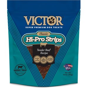 VICTOR Hi-Pro Strips Tender Beef Recipe High Protein Savory Snack Dog Treats, 14-oz bag