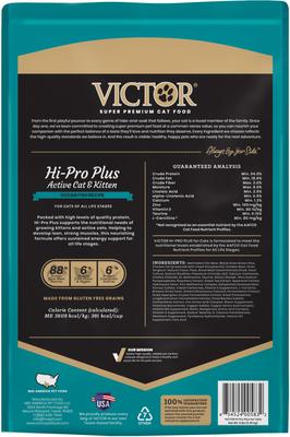 Show full view: VICTOR Hi-Pro Plus Active Cat & Kitten Ocean Fish Recipe High Protein Dry Cat Food, 5-lb bag slide 3 of 8