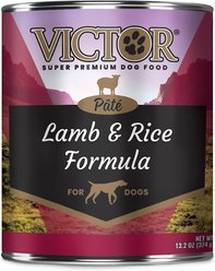 VICTOR Lamb & Rice Formula Pate Wet Dog Food or Topper, 13.2-oz, case of 12