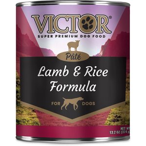 VICTOR Lamb & Rice Formula Pate Wet Dog Food or Topper, 13.2-oz, case of 12