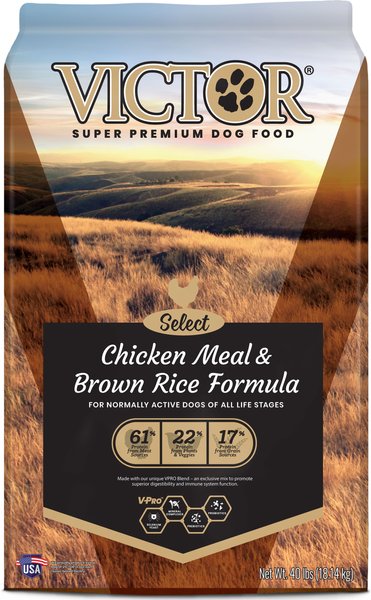 Victor Select Chicken Meal & Brown Rice Formula, Dry Dog Food 15 lbs